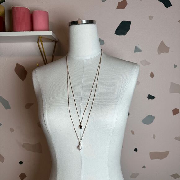 PREMIER DESIGNS Goldtone Double‎ Long Pearl Pendant Necklace - Picture 2 of 5